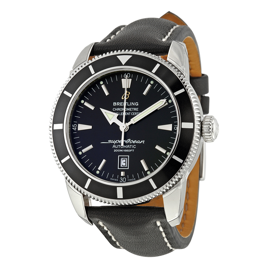 Breitling A173 Swiss Automatic Dive Watch - Jet Black Steel Case, Black Chronograph Face