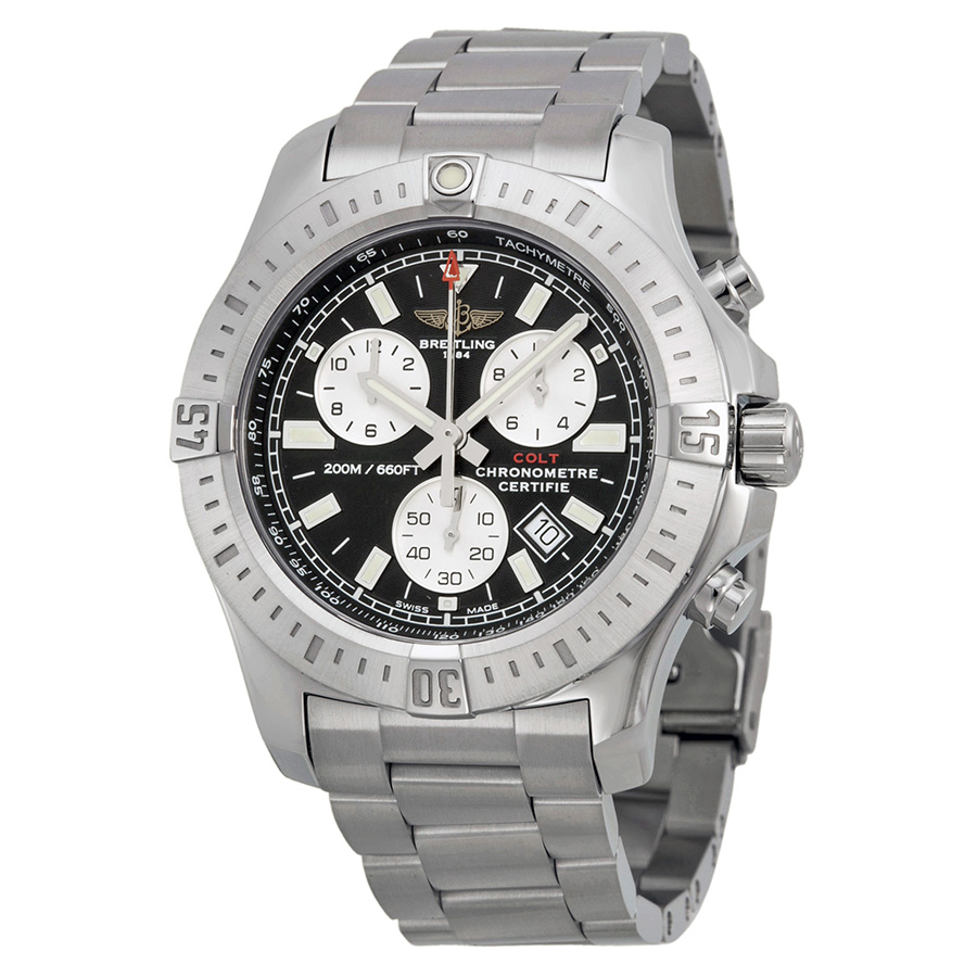 Breitling A7338811-BD43 Automatic Chronograph Dive Watch - Steel Case Jet Black Dial