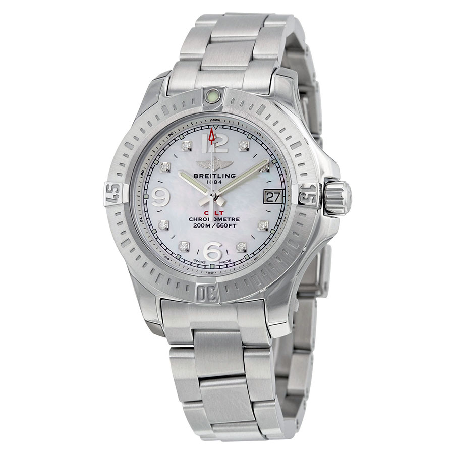 Breitling A7738811-A769SS Lady's Chronograph Replica with Stainless Steel Case and White Face Watch