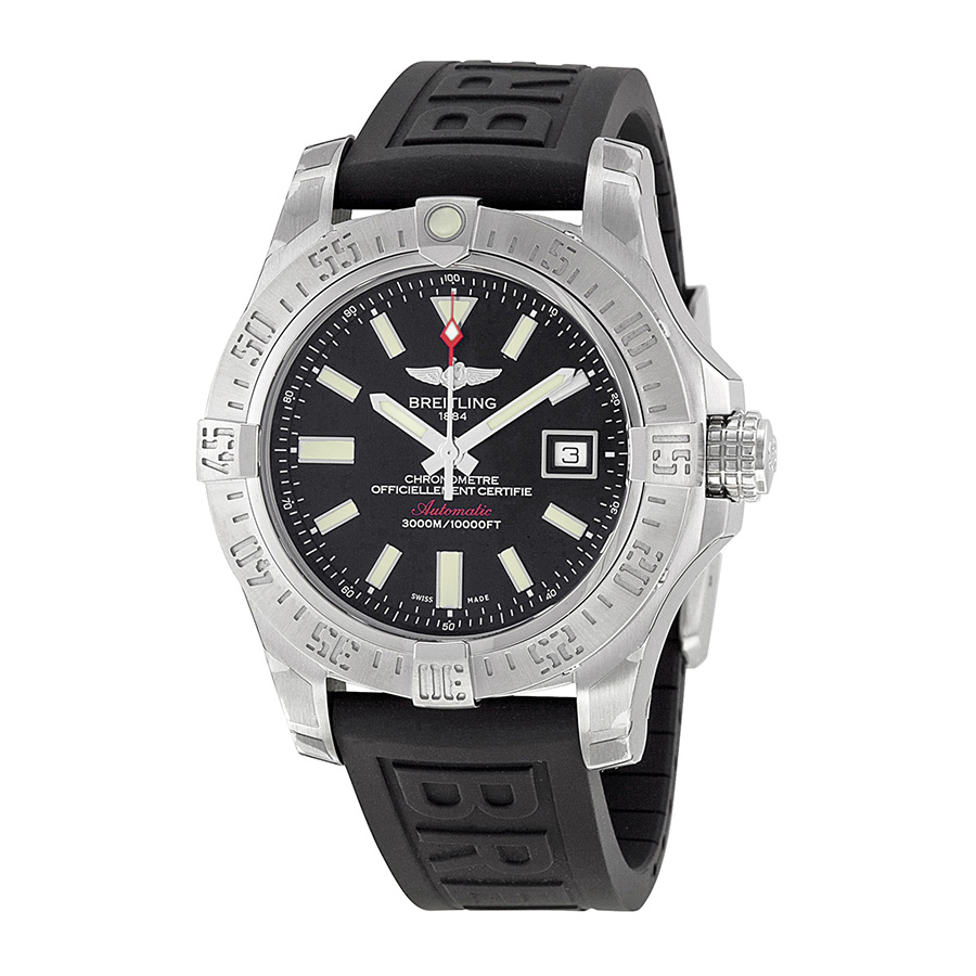 Breitling Avenger Clone A1733110/BC30 Dive Timepiece - Stainless Steel Auto Jet Black Face Watch