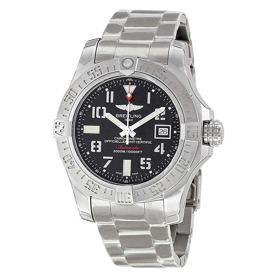 Breitling Avenger A1733110/BC31SS Clone - Automatic Chronograph Dive Watch - Stainless Steel - Jet Black Dial