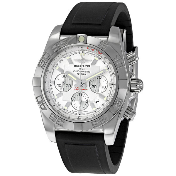 Breitling Chronomat AB011012 Clone 134s-a20d.2 Silver Automatic Jet Black Face 200m Water Resistant Watch