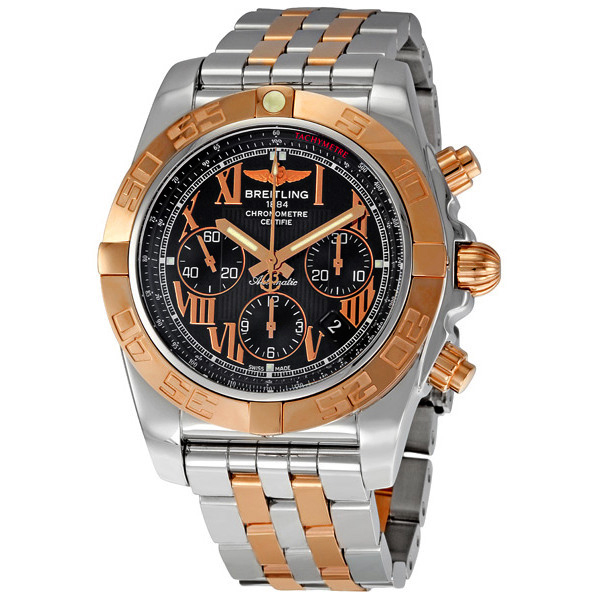 Breitling Chronomat Automatic Chronograph Mens Pilot Watch Jet Black Face 43mm