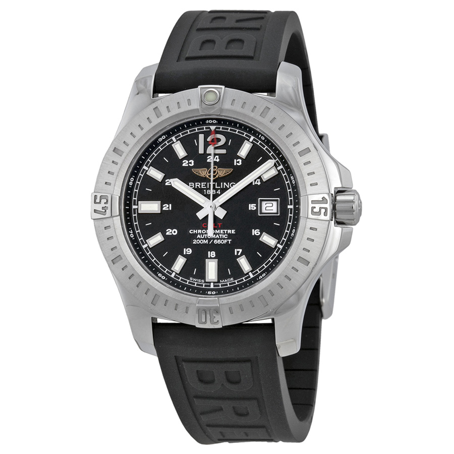 Breitling Colt A1738811 Imitation Chronograph Jet Black Face Stainless Steel 43mm Water Resistant Watch