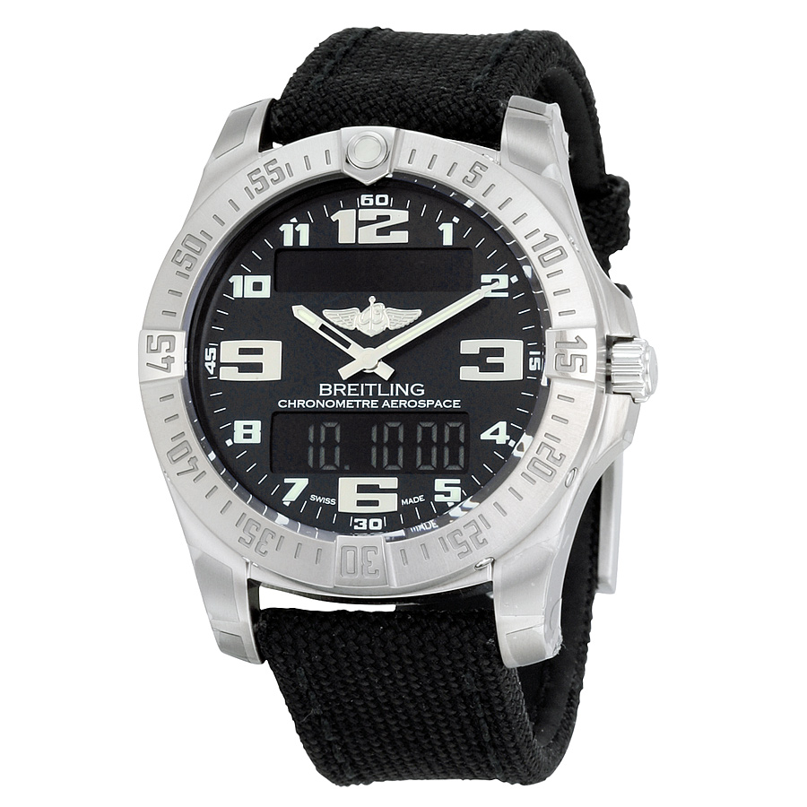 Breitling E79363 Chronograph Quartz Black Dial Steel Watch