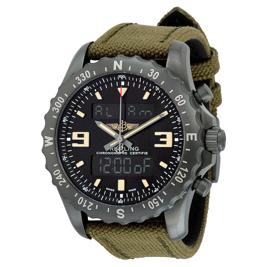 Breitling Navitimer Chronograph Swiss Replica GMT Jet Black Face Water Resistant Watch