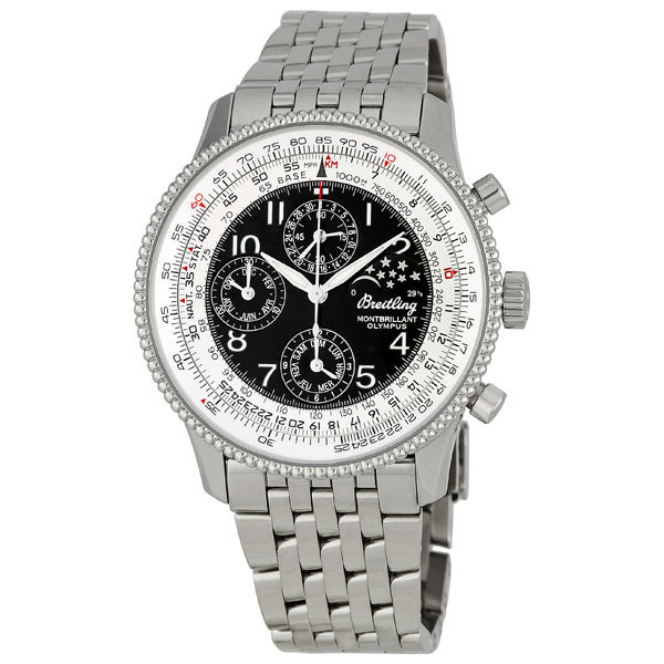 Breitling Montbrilliant A1935012-B774-442A Men's Watch: Precision Steel Case, Luminescent Hands, Jet Black Face