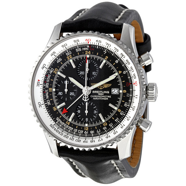 Breitling Navitimer Chronograph Replica with GMT Function Automatic Black Steel Watch