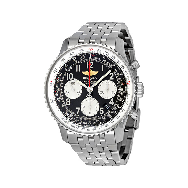 Breitling Navitimer AB012012/BB02 Swiss Clone Pilot Watch - Stainless Steel Case - Jet Black Face