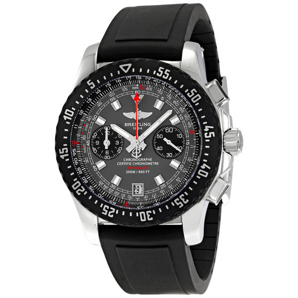 Breitling Avenger Chronograph Steel Case Black Face Dive Watch