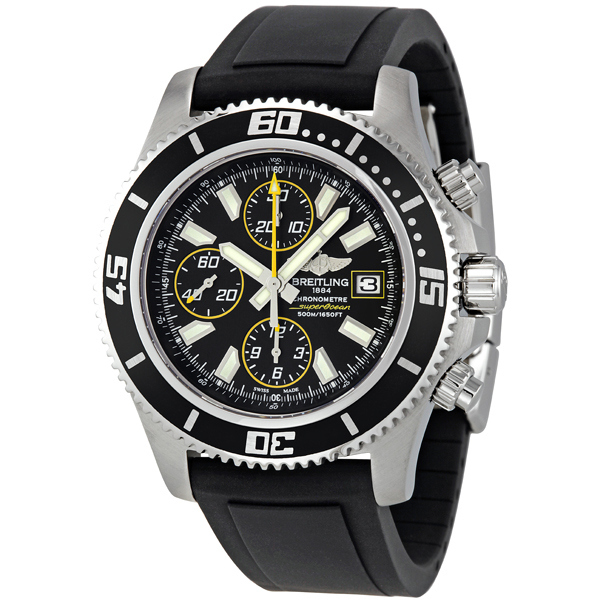 Breitling Superocean A1334102/BA82 Black & Yellow Charm Automatic Dive Watch