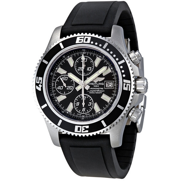 Breitling Superocean A1334102/BA84 Automatic Dive Chrono Watch - Stainless Steel Case, Black Face