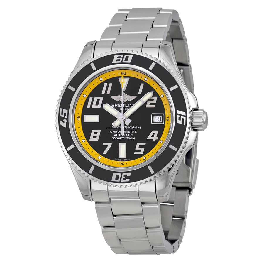 Breitling Superocean A1736402/BA32SS Swiss Clone Dive Watch - Automatic Jet Black Face 43mm Water Resistant