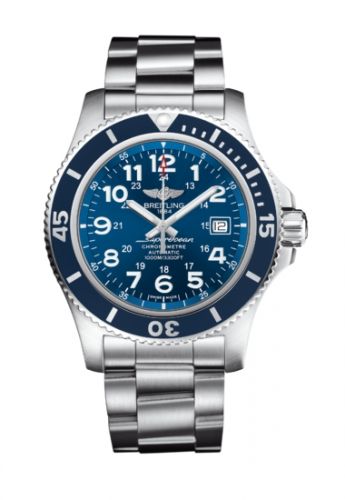 Breitling Superocean II 44 Dive Chrono Replica Automatic Steel Blue Face 200m Water Resistant Watch