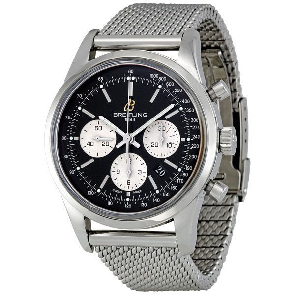 Breitling Transocean AB015112/BA59 Chrono Dive Watch - Stainless Steel - Black Face