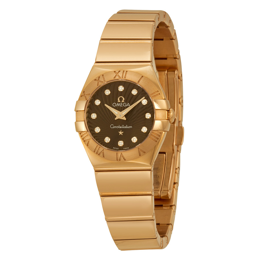 Omega Constellation Classic 18K Rose Gold自动计时带钻石表盘男士豪华手表