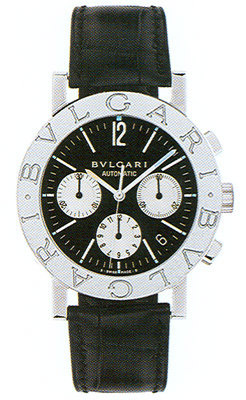 Bvlgari Replica 101120 SS Automatic Chronograph Mens Watch - Jet Black Face