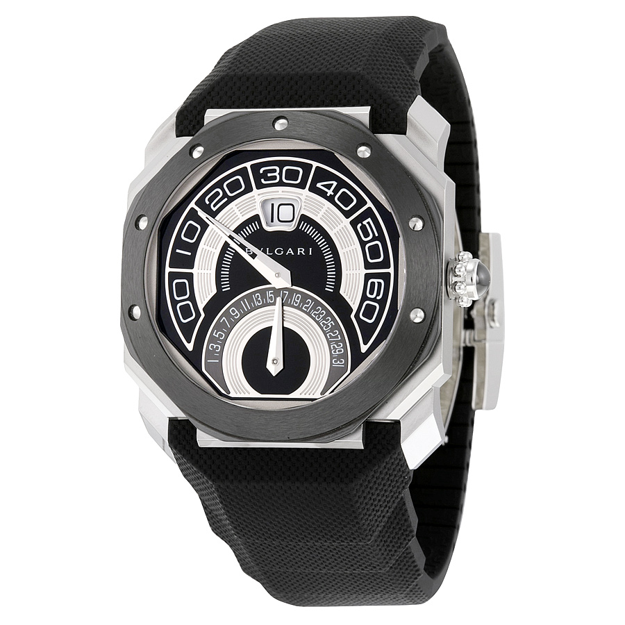 Bvlgari 101831 Automatic Chronograph Jet Black Watch - Imitation Steel Band