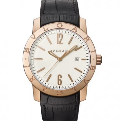 Bvlgari Homage 101869 Mens Watch - Swiss Quartz - Polished Gold - Elegant Black Face