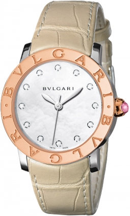 Bvlgari 101893 Swiss Clone Automatic Rose Gold Case Jet Black Dial Watch