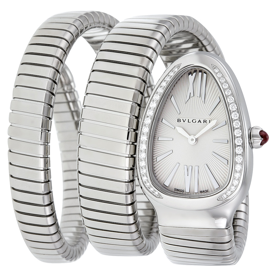 Bvlgari 101910 Clone Gold-Plated Steel Ladies Watch with Swarovski Crystals