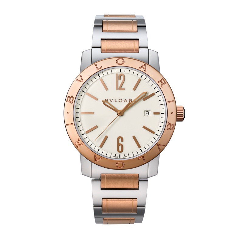 Bvlgari Homage 102053 Swiss Clone Automatic Gold-Tone Watch with White Dial