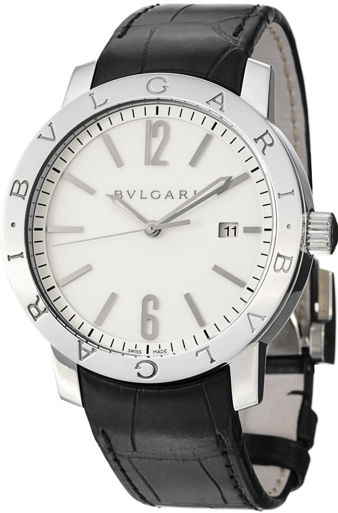 Bvlgari Off White Lacquer Dial Polished Steel Dress Watch
