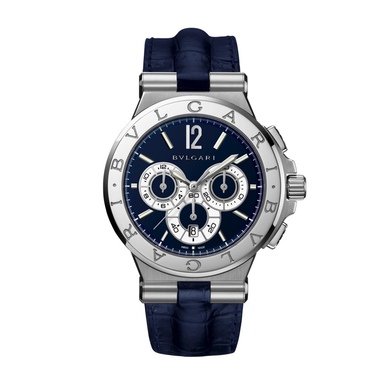 Bvlgari 102060 Automatic Chronograph replica - Swiss Movement - Steel Case, Black Dial, 100m Water Resistant Watch