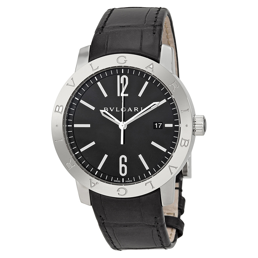 Bvlgari BB41BSLD Timepiece in Polished Steel, Black Chronograph Watch