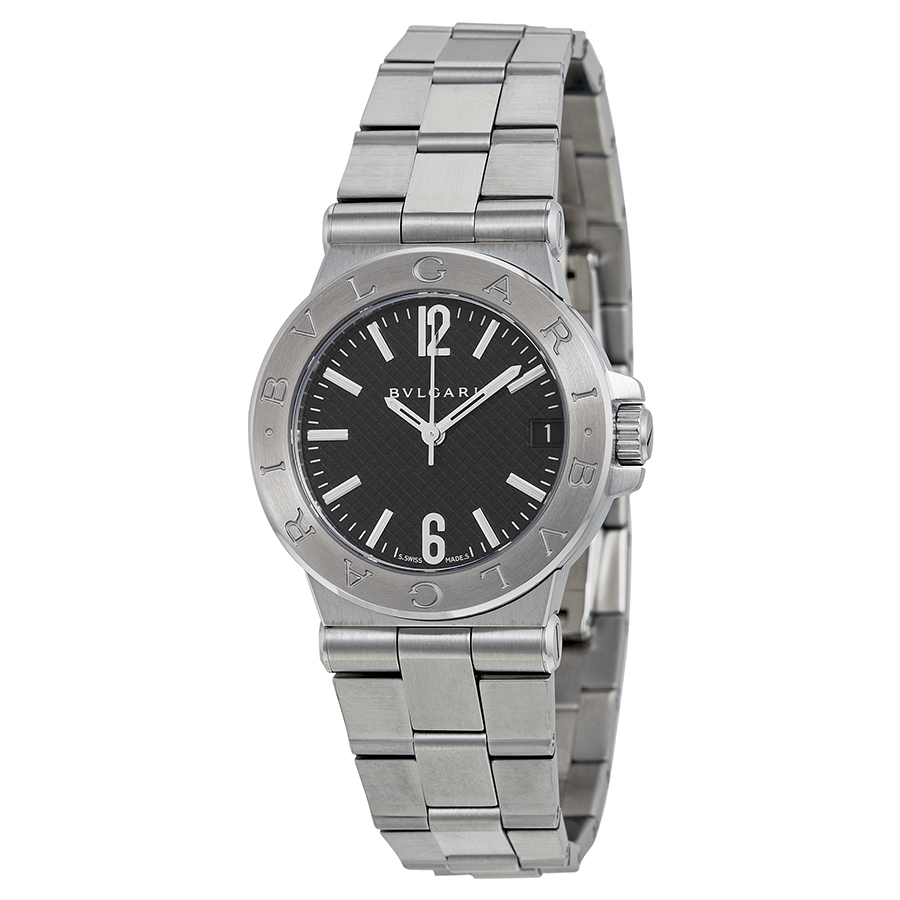 Bvlgari Diagono Steel Ladies Watch with Silver Dial & Diamonds