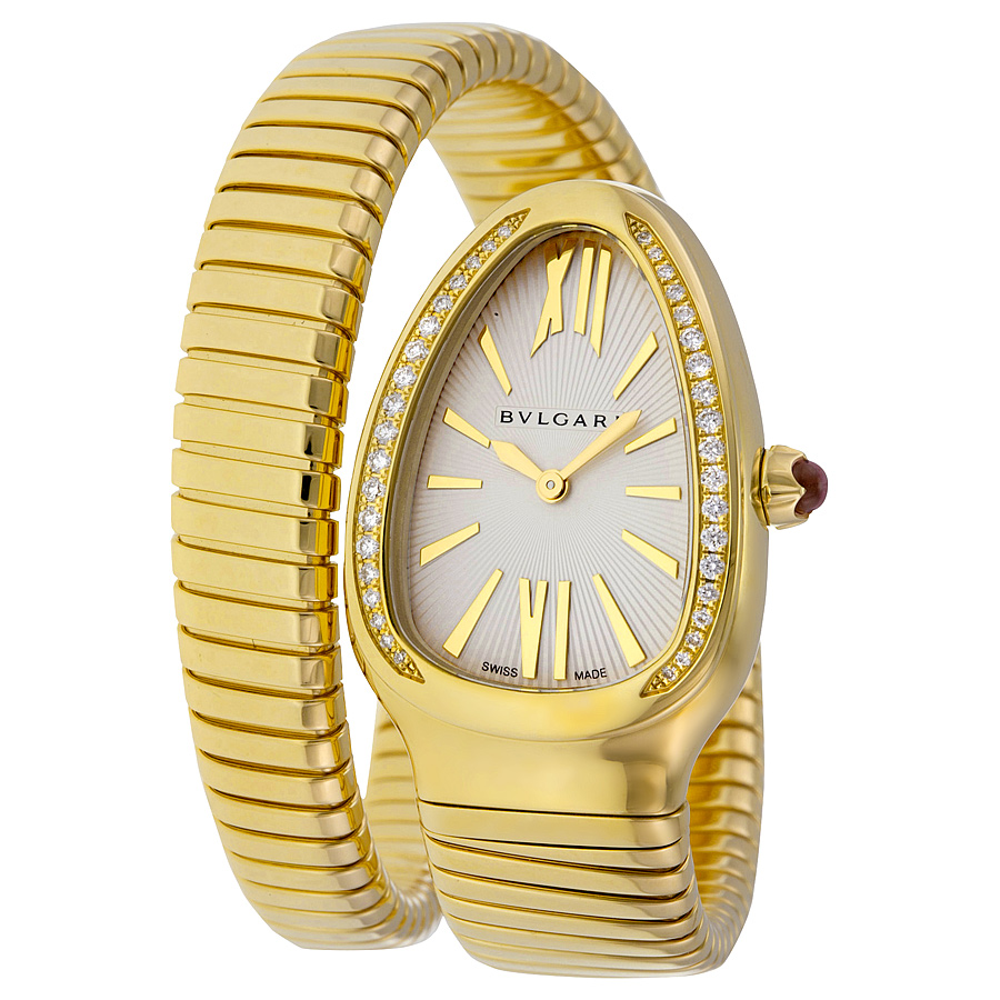 Bvlgari Serpenti Tubogas 101924 Imitation Gold-Plated Automatic Watch with Black Roman Dial