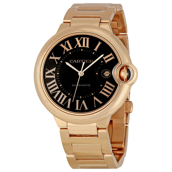 Cartier Ballon Bleu W6920036 Clone Automatic Swiss Movement Mens Watch - Jet Black Dial & Steel Case