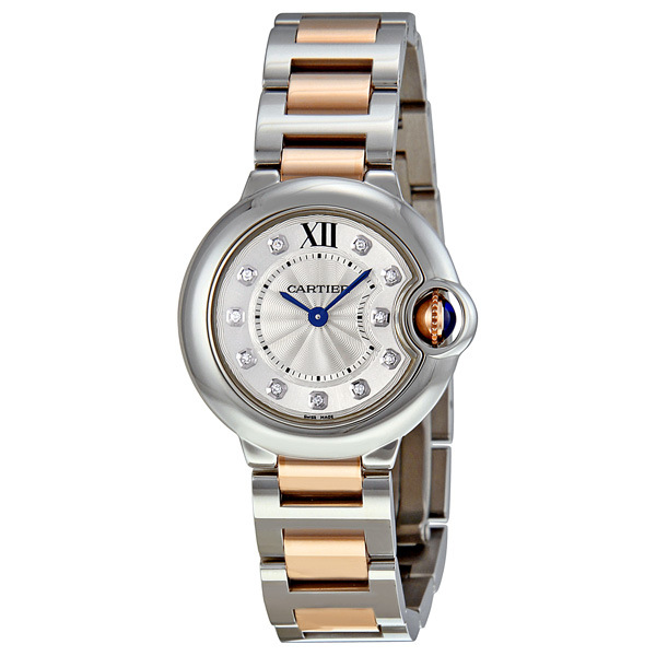 Cartier Ballon Bleu Clone 28mm Stainless Steel Mother of Pearl Dial Ladies Watch