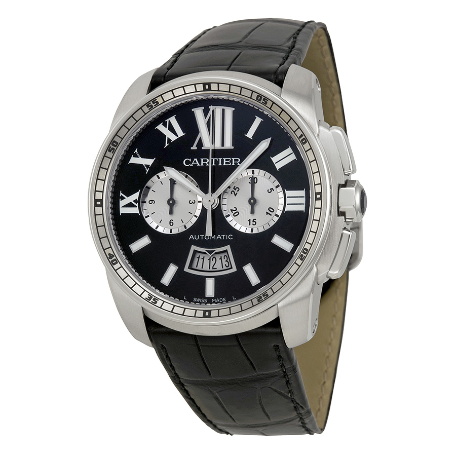 Cartier Calibre de Cartier W7100060 Mens Watch - Automatic Chronograph Black Face 42mm Luxury Clone