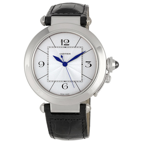 Cartier Pasha De Cartier Automatic Watch: Vintage-Inspired Silver Case, Black Dial, 42mm