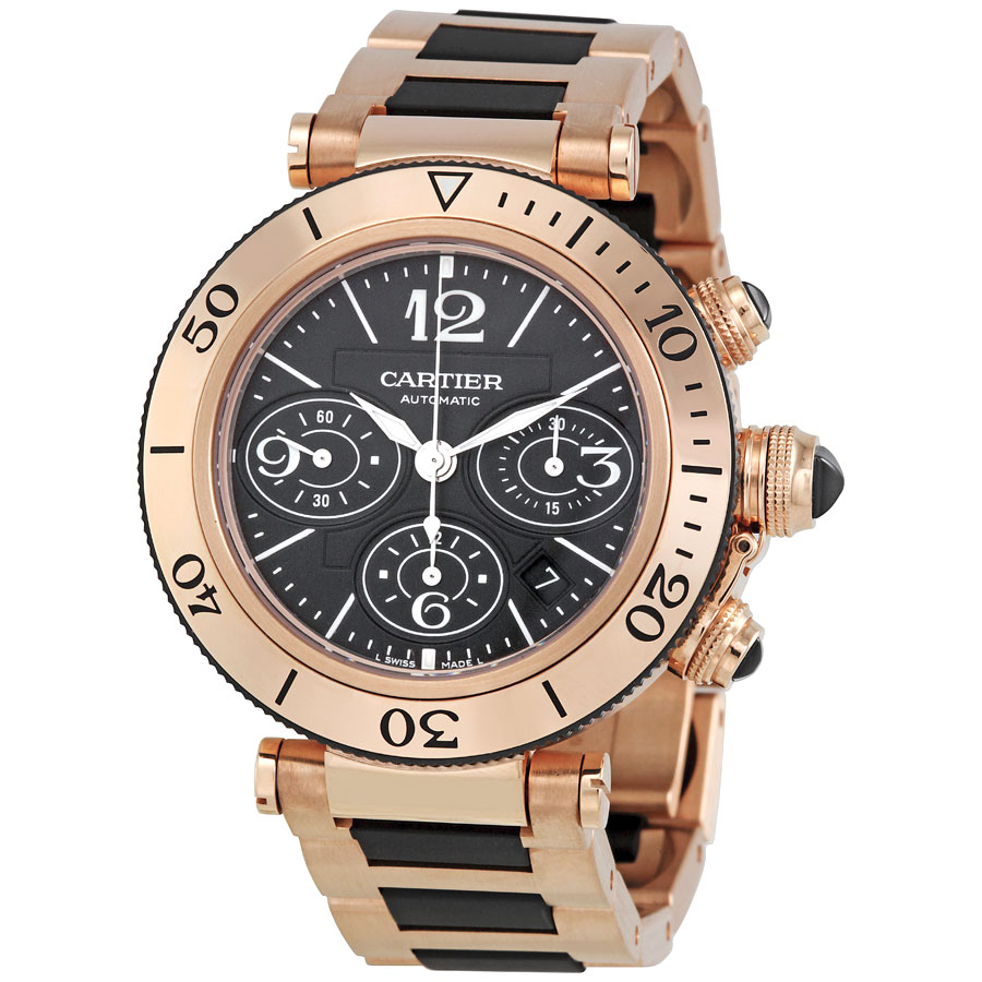 Cartier Pasha Diver Automatic Swiss Clone Jet Black Face 30mm Water-Resistant Watch