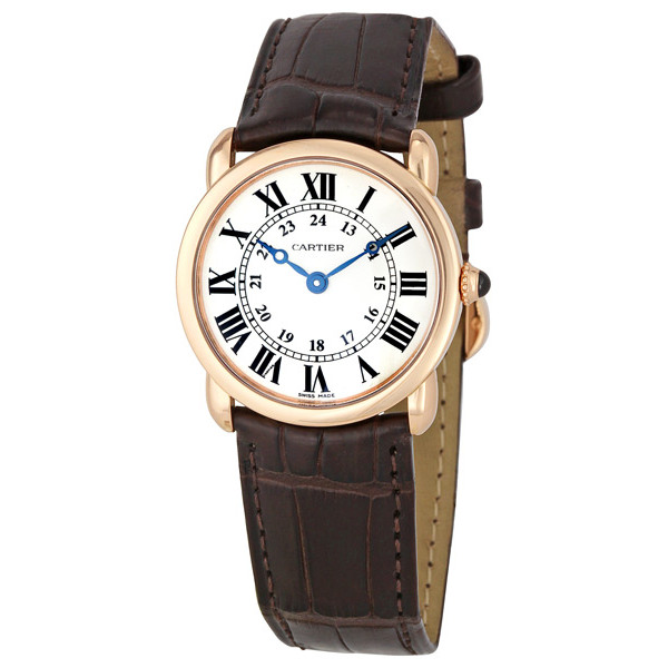 Cartier Ronde Louis Cartier Swiss Clone 18K Gold Automatic Watch - Dazzling White Face