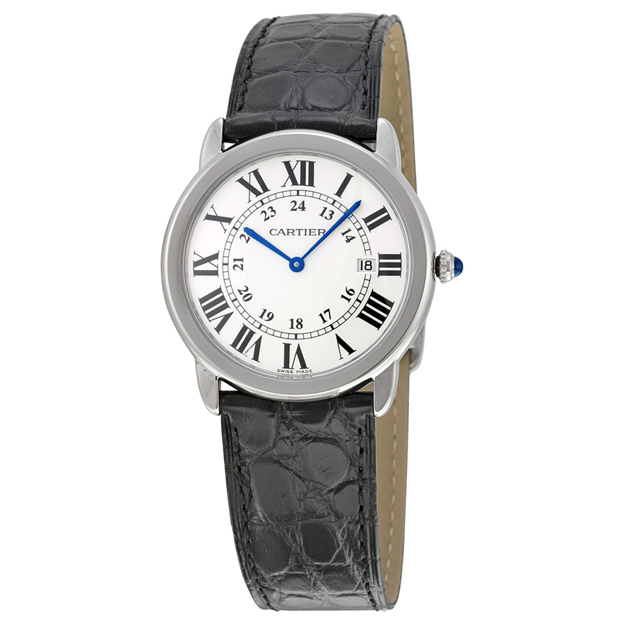 Cartier Ronde Solo Swiss-Made Automatic Watch with Black Dial & Gold Bezels