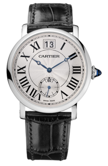 Cartier Rotonde Automatic Chronograph Mens Watch - White Gold Case, Black Dial