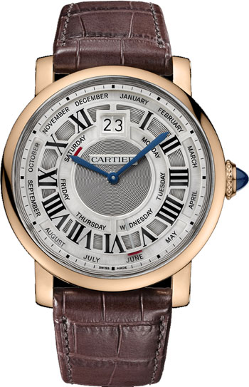 Cartier Rotonde Mens Watch - 18K Gold Case - White Dial - Automatic Movement