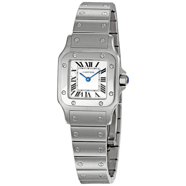 Cartier Santos Steel Watch with Silver Dial and Roman Numerals