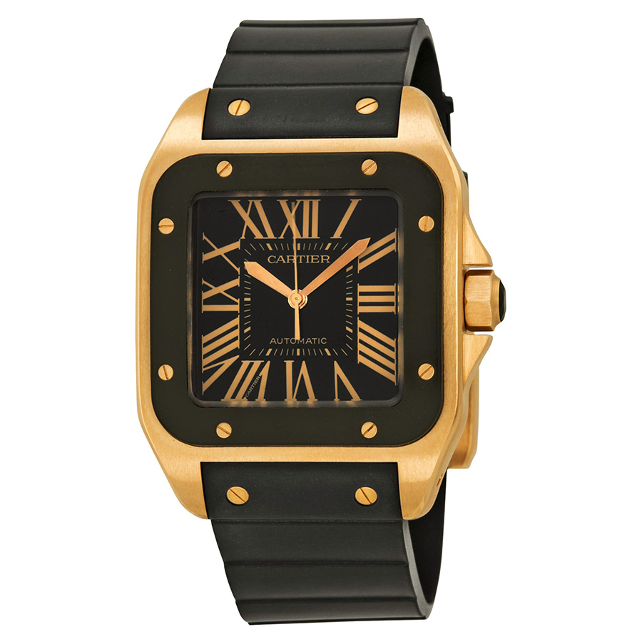 Cartier Santos De Cartier Clone 36mm Auto Watch, Steel Case, Jet Black Dial