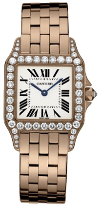 Cartier Santos Imitation Gold Quartz Watch with Silver Bezel
