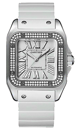 Cartier Santos De Cartier WM50460M Elegant Diamond Accented Stainless Steel Automatic Watch
