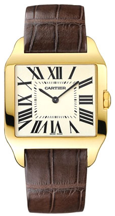 Cartier Santos Dumont 18K Gold Automatic Pilot Chronograph Jet Black Face Watch