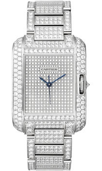 Cartier Tank HPI00561 Diamond-Pave Rhodium 18K White Gold Dazzling Watch