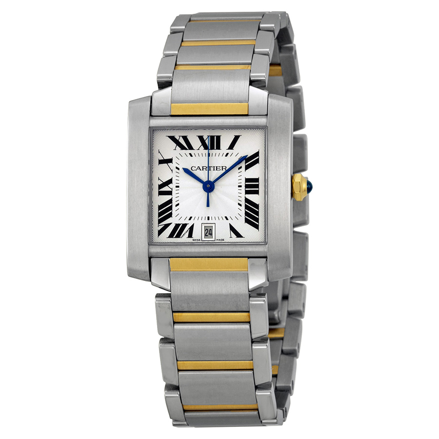 Cartier Tank W51005Q4 Clone Automatic 18K Gold Bezel Silver Dial Men's Watch
