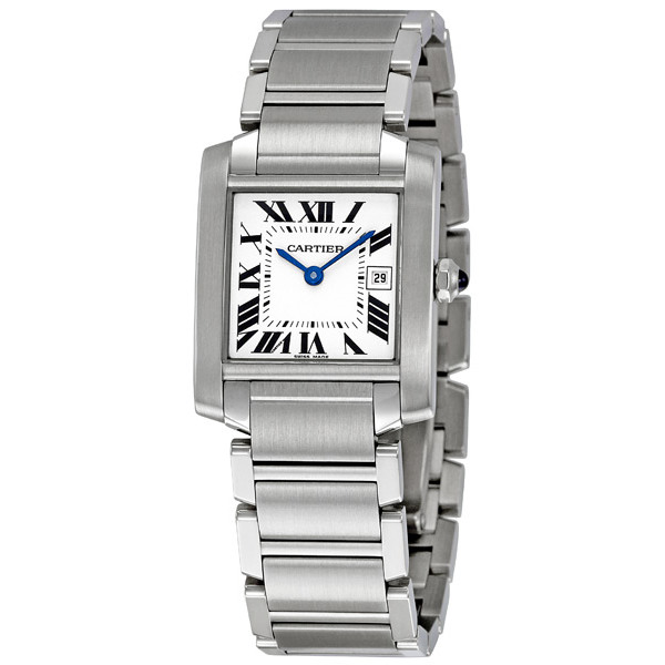 Cartier Tank W51011Q3 Stainless Steel Imitation Jet Black Dial Automatic 100M Watch
