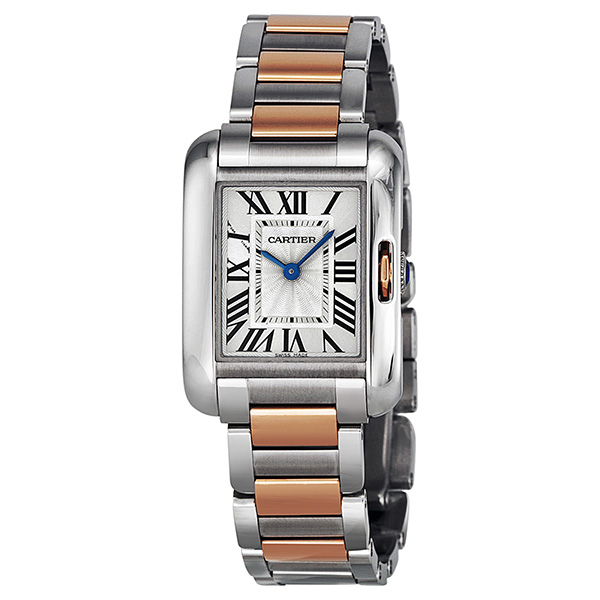 Cartier Tank W5310036 Swiss Imitation Classic Dress Watch - Polished Steel & Black Dial
