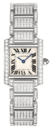 Cartier Tank WE1002SD Imitation Gold & Diamond Ladies Chronograph Watch